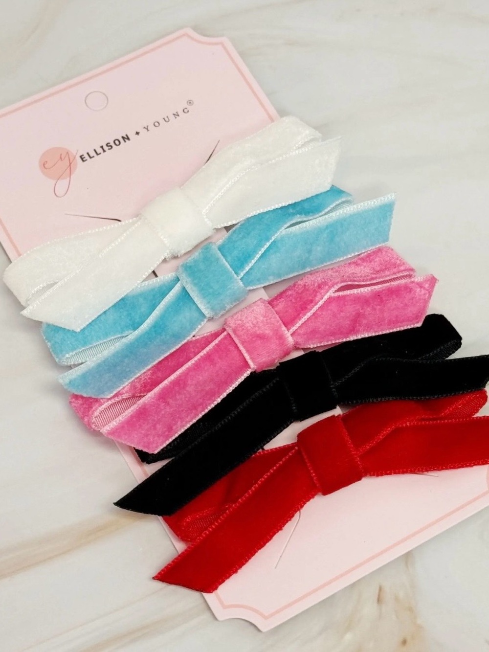 Velvet Bow Hair Clips - White, Blue, Pink, Black, Red